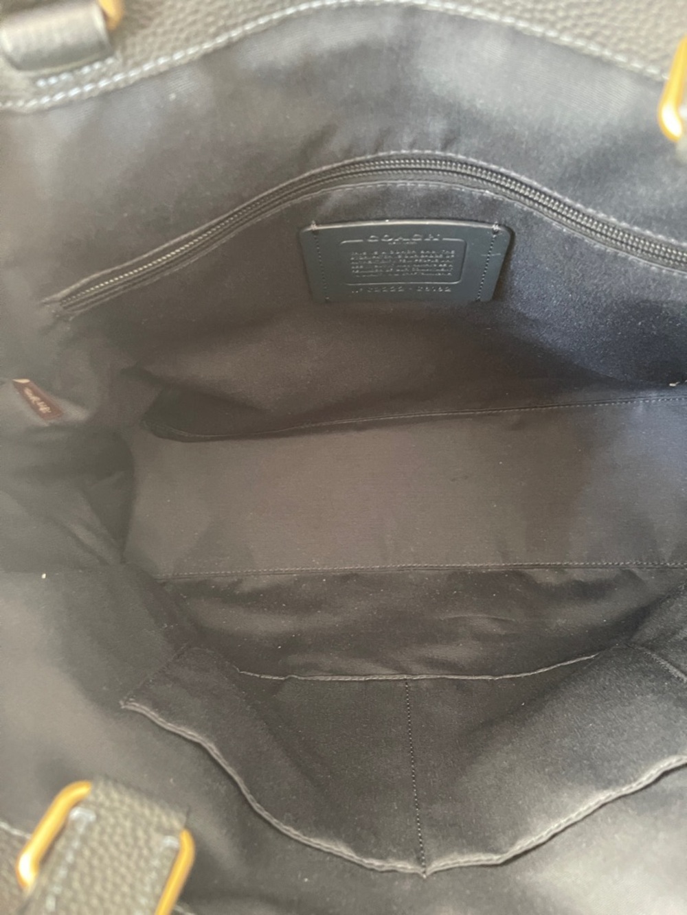 Coach Signature Navy Patterned Tote with Tan Leather Tag - Picture 3 of 9